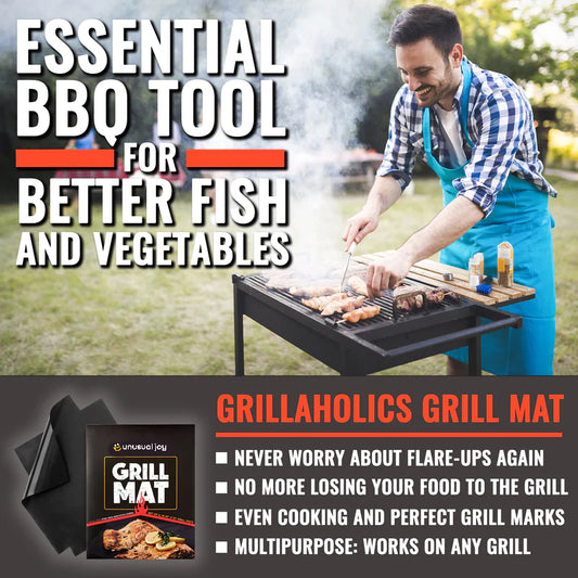 100% Non-Stick Reusable Grill Mats - Set of 6