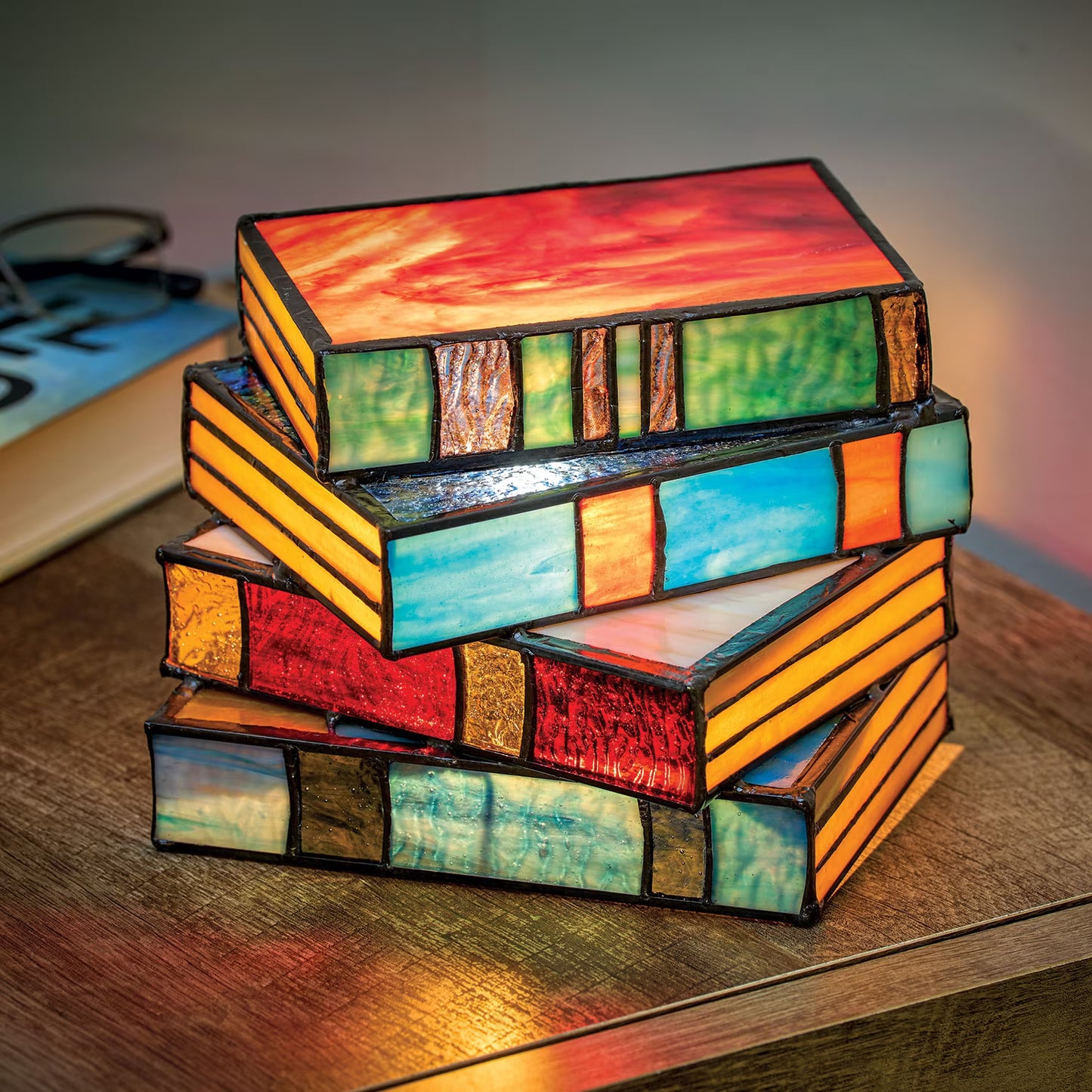 Stained Glass Stacked Books Lamp