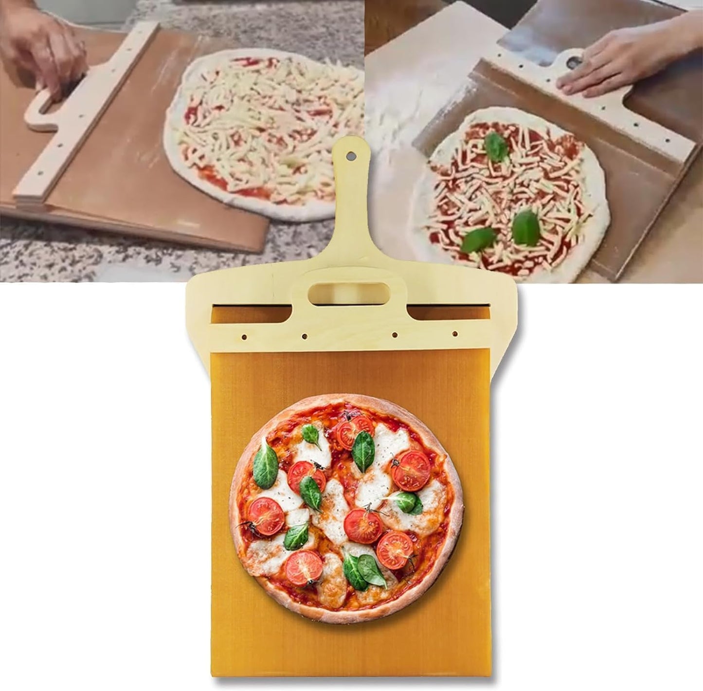 Pizza Peel with Sliding Transfer - Non-Stick Pizza Paddle for Oven & Grill