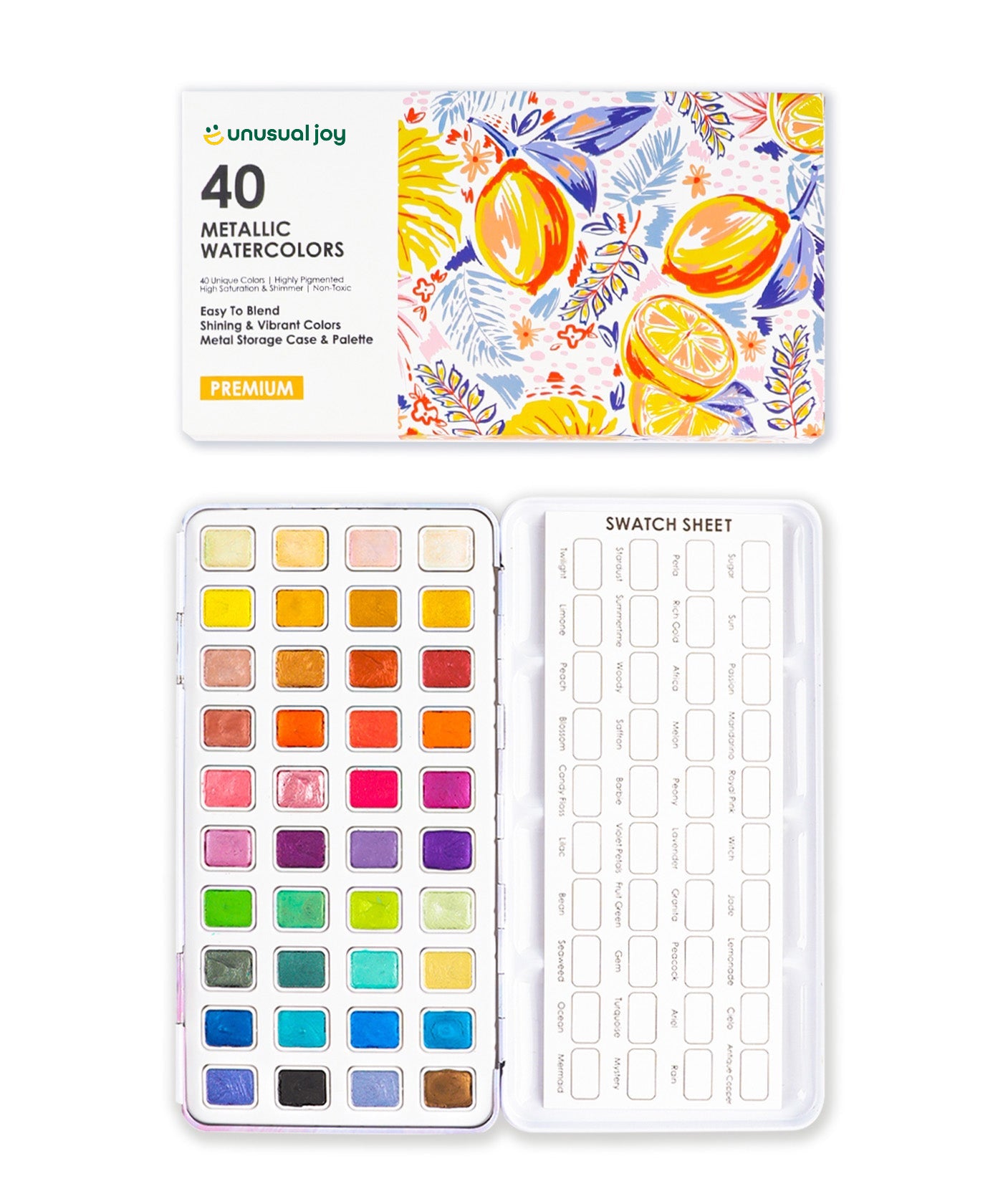 Professional Metallic Watercolor Kit - 40 Colors - Gift Ready Set
