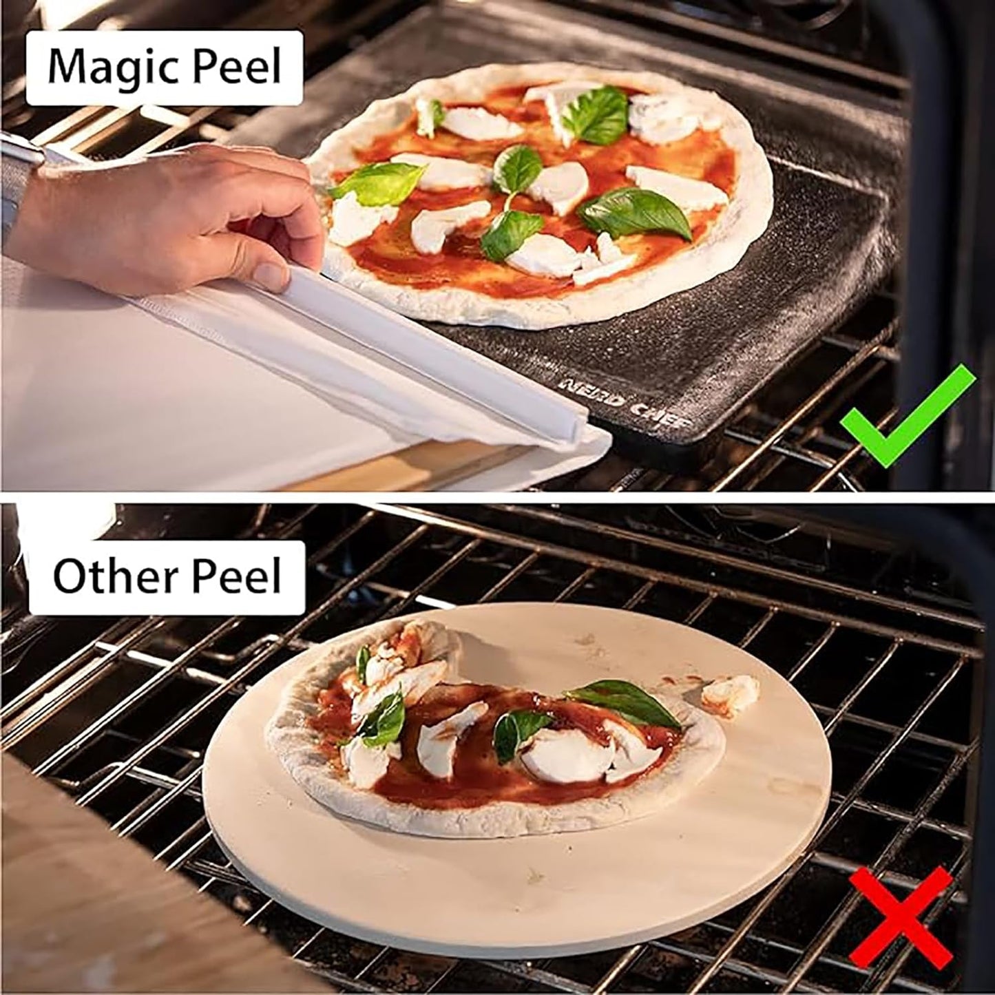 Pizza Peel with Sliding Transfer - Non-Stick Pizza Paddle for Oven & Grill